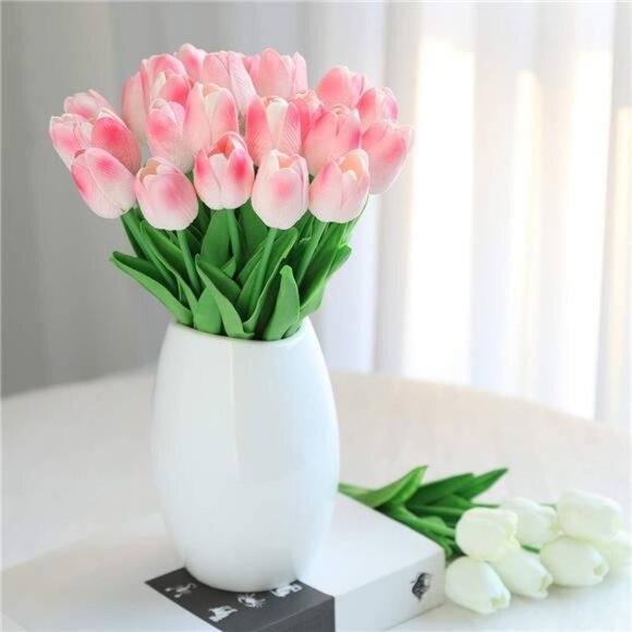 30 Pcs Fake Latex Tulips Artificial Flowers Faux Tulip Stems Real Touch Tulips - Picture 2 of 7